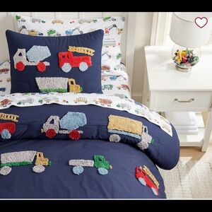 Pottery Barn Busy Trucks Organic Sheet Set & Pillowcases
